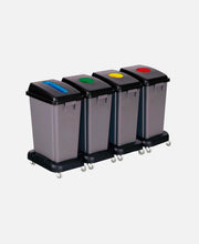 Papelera 4 Cubos Sin Carro Slim - Gris 60 l