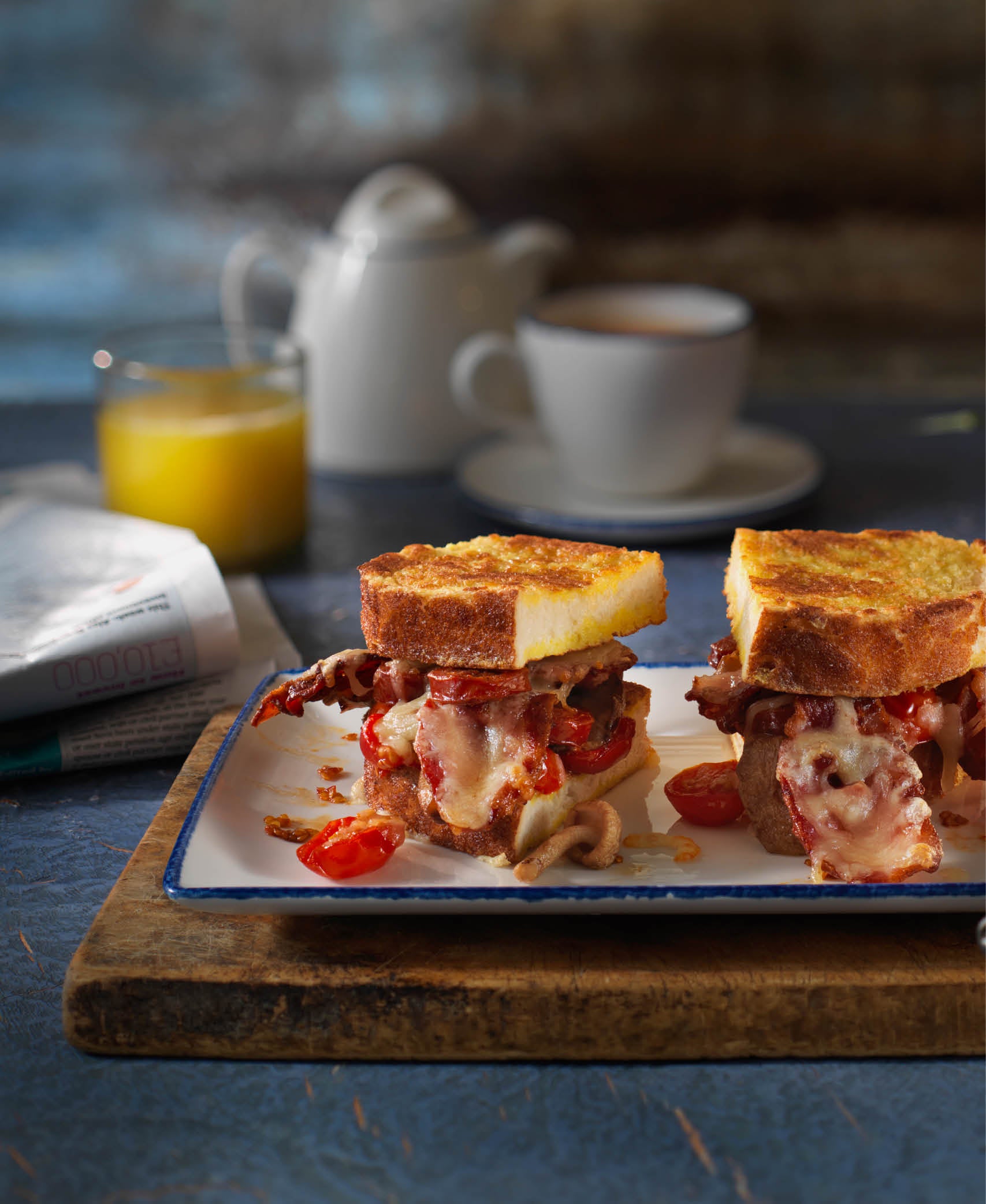 Fuente rectangular Blue Dapple - Blanco