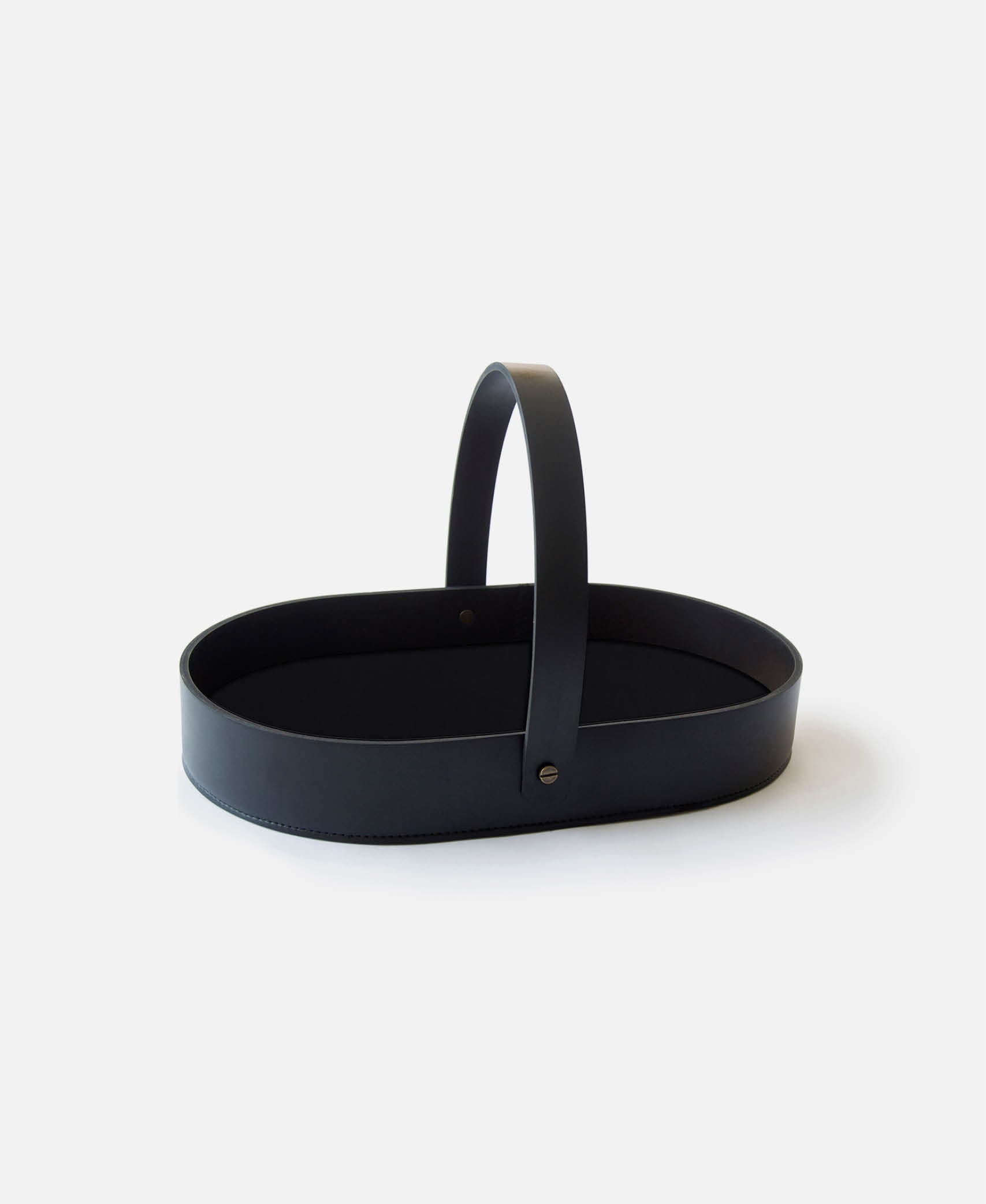 Cesta Oval Con Asa Cinde - Negro 32 x 20 h 5 cm