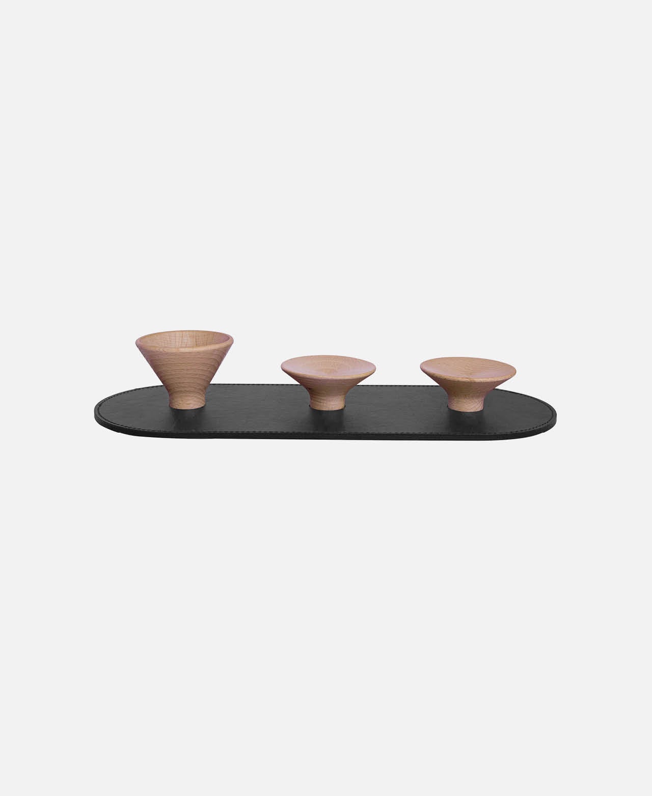 Oval Tray 3 Bowls Ring - Grain Black