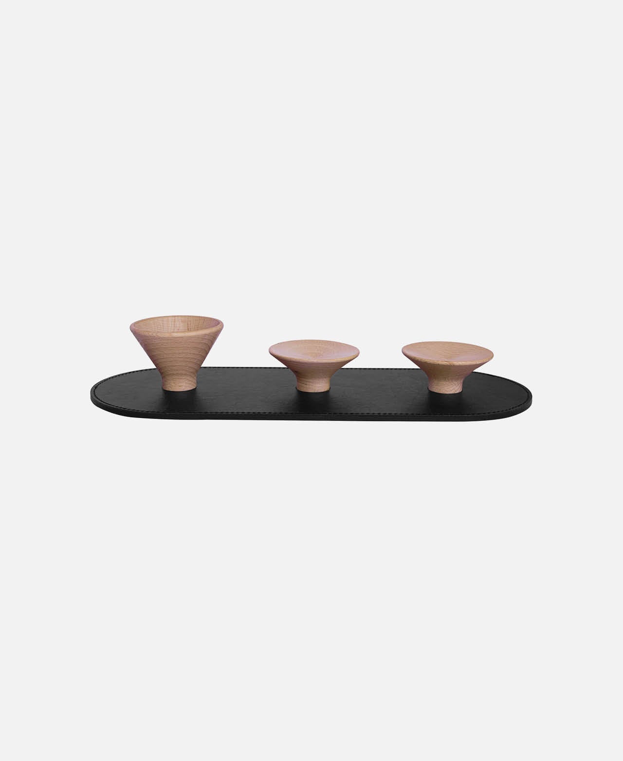 Oval Tray 3 Bowls Ring - Black