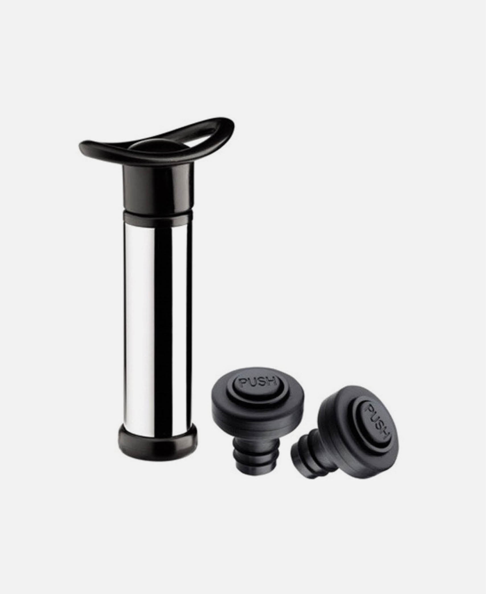 Pack 2 Tapón Bomba Vacío Vino - Negro