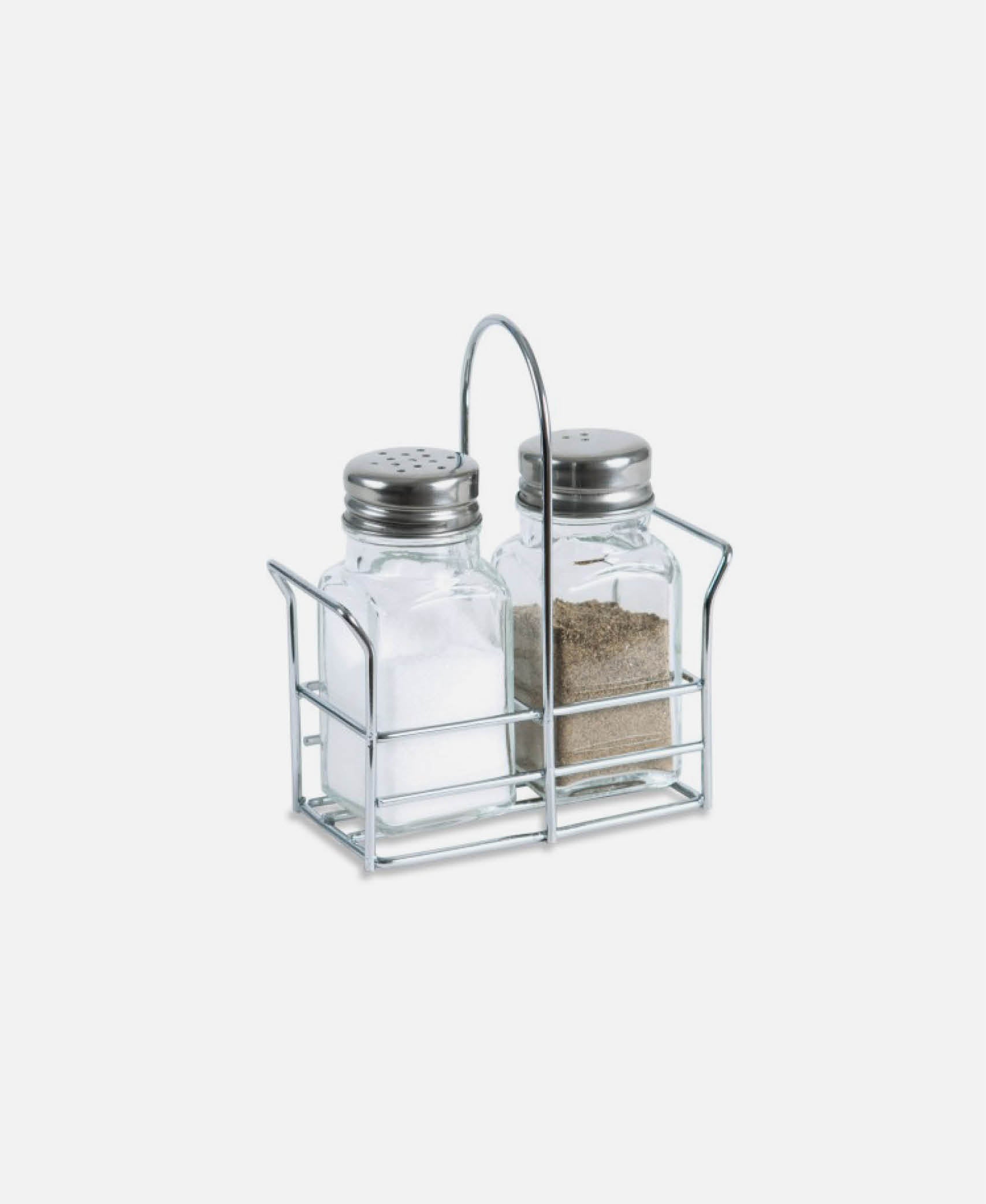 Salero y Pimentero Con Soporte - Inox Ø 5 x 6,5 cm