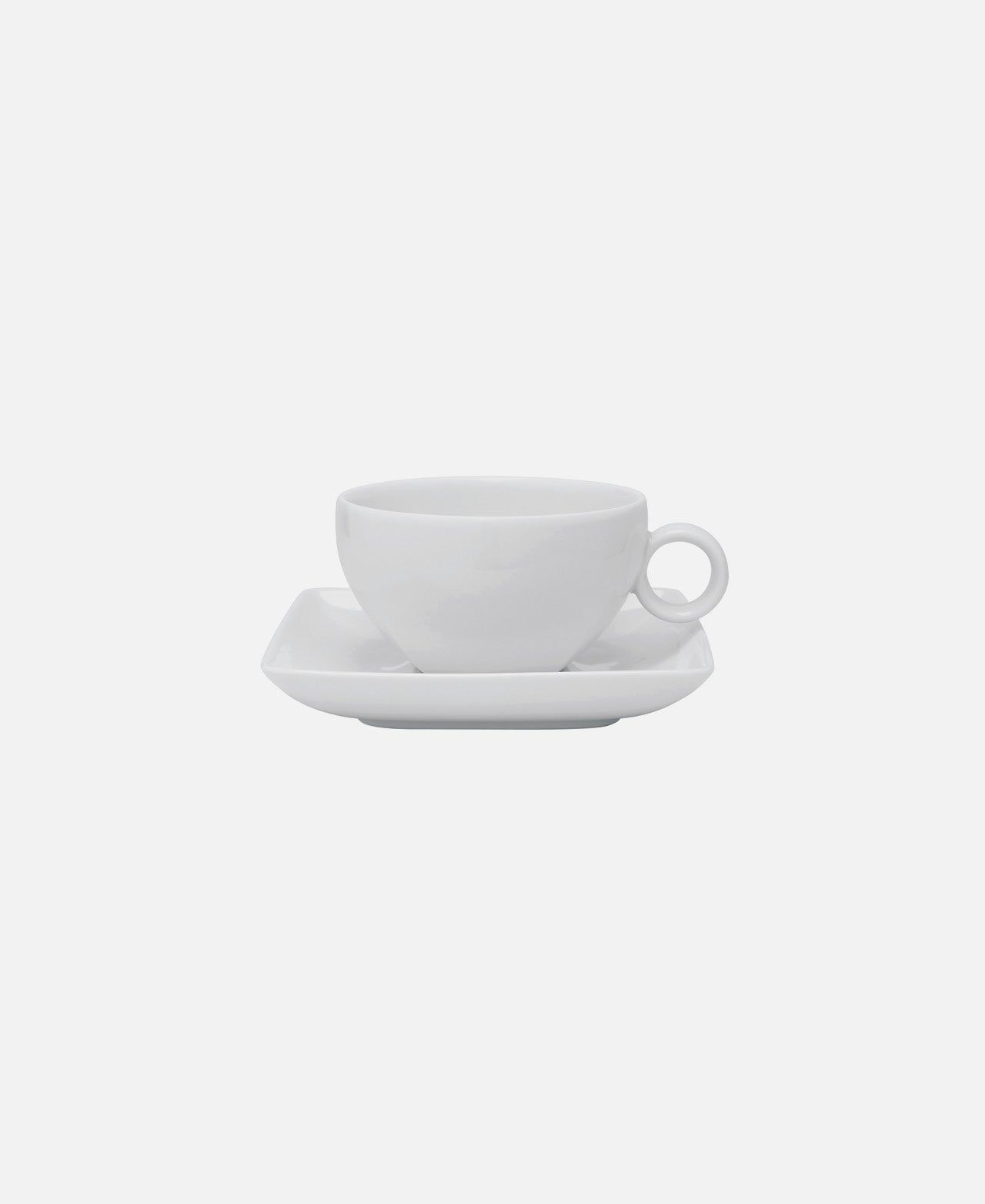 Carre White Tea Cup and Saucer - White