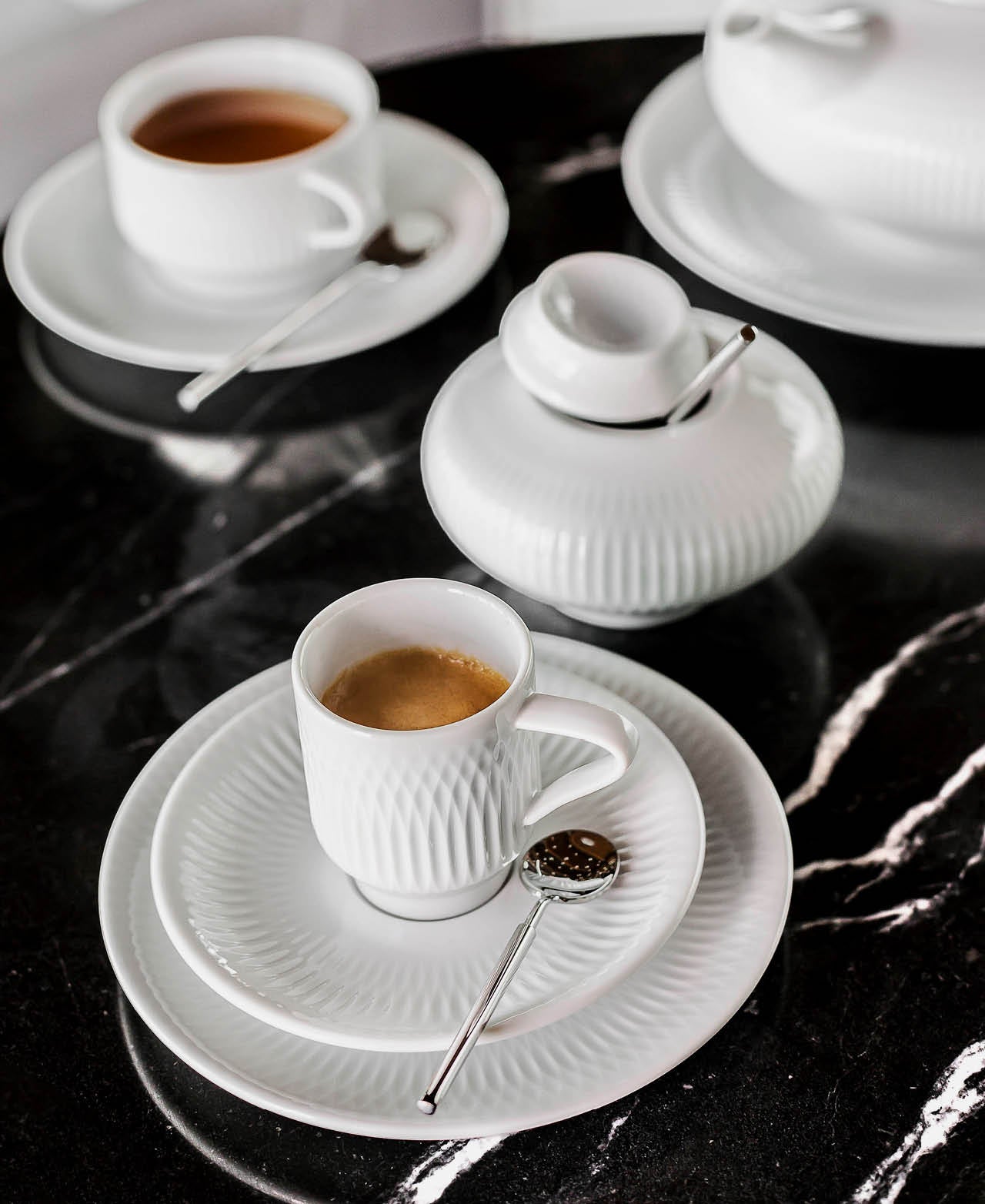 Utopia Stackable Coffee Cup and Saucer - White