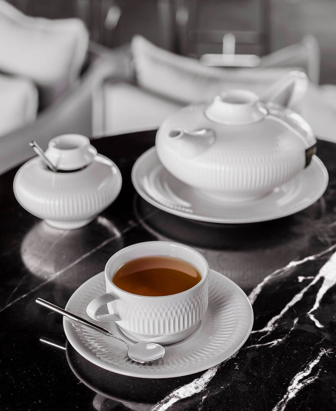 Taza Té Con Platillo Apilable Utopia - Blanco