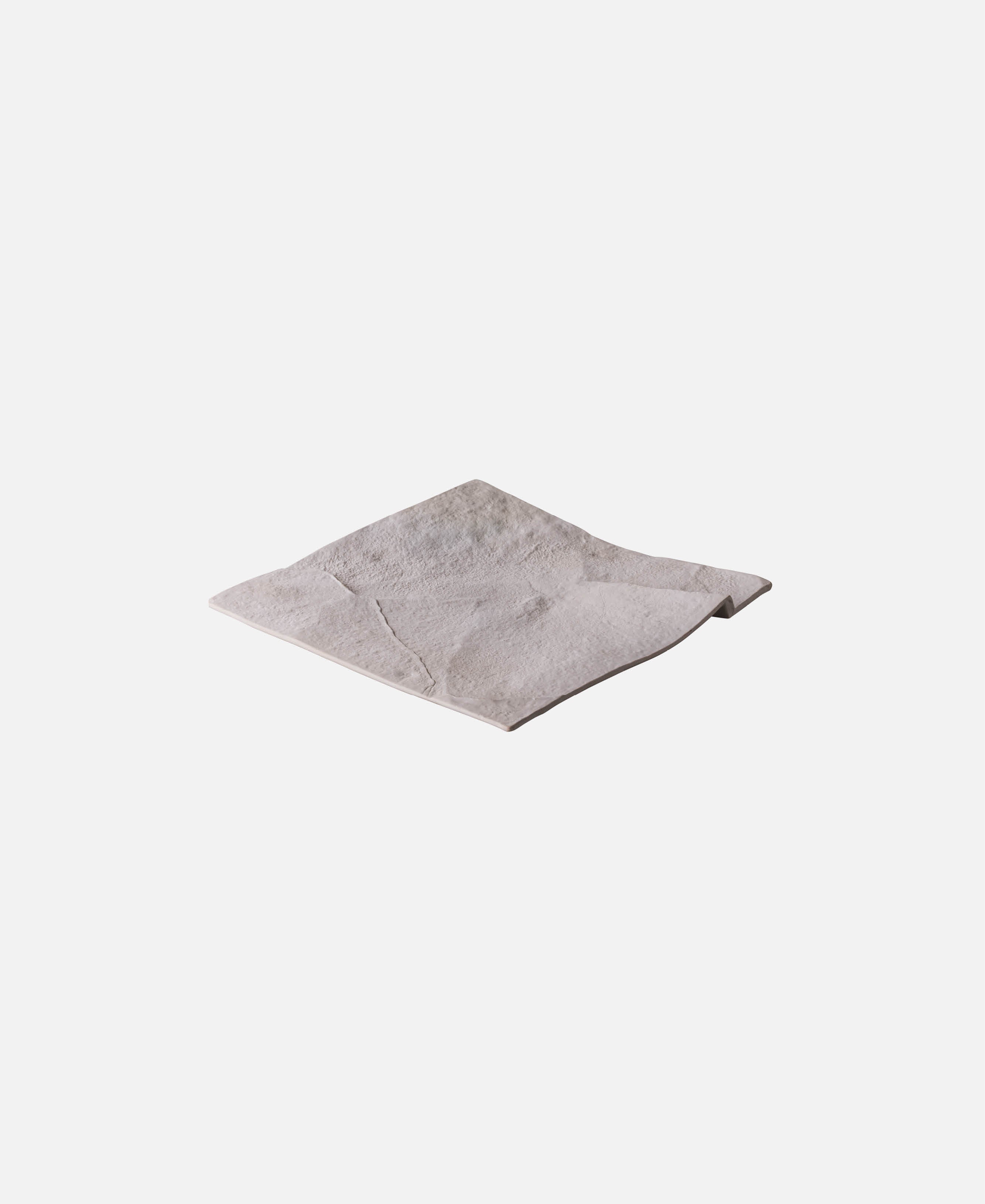 Rustic Stone Square Plate - White