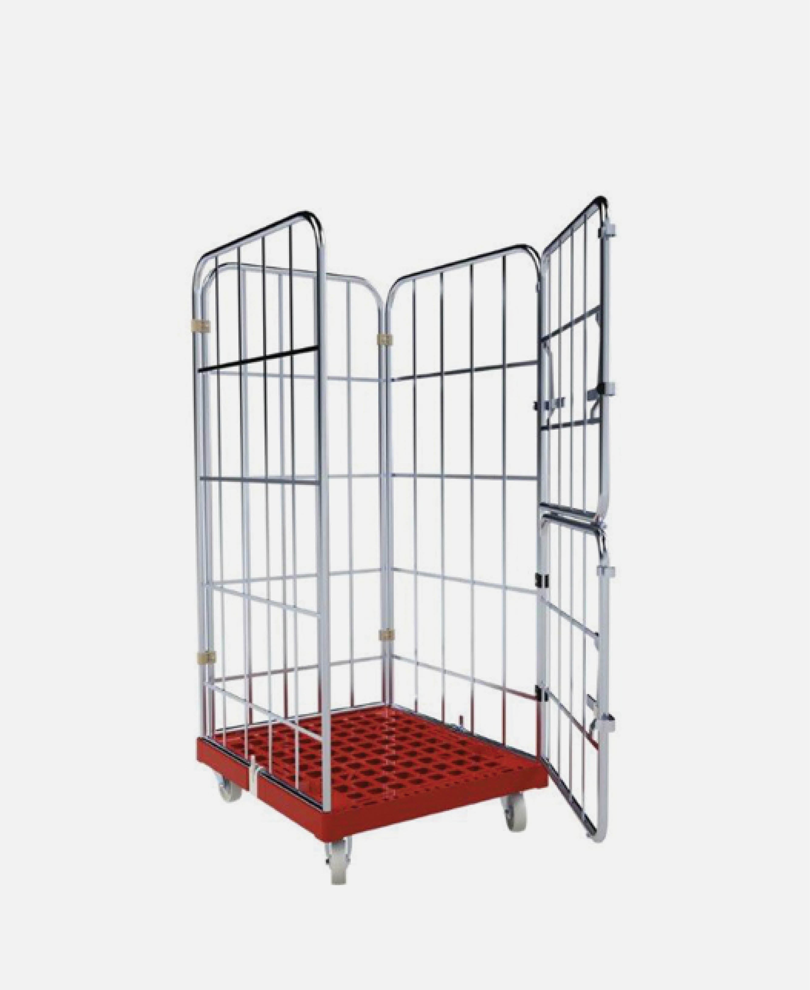 Cage Cart with Wheels - Grey/Red