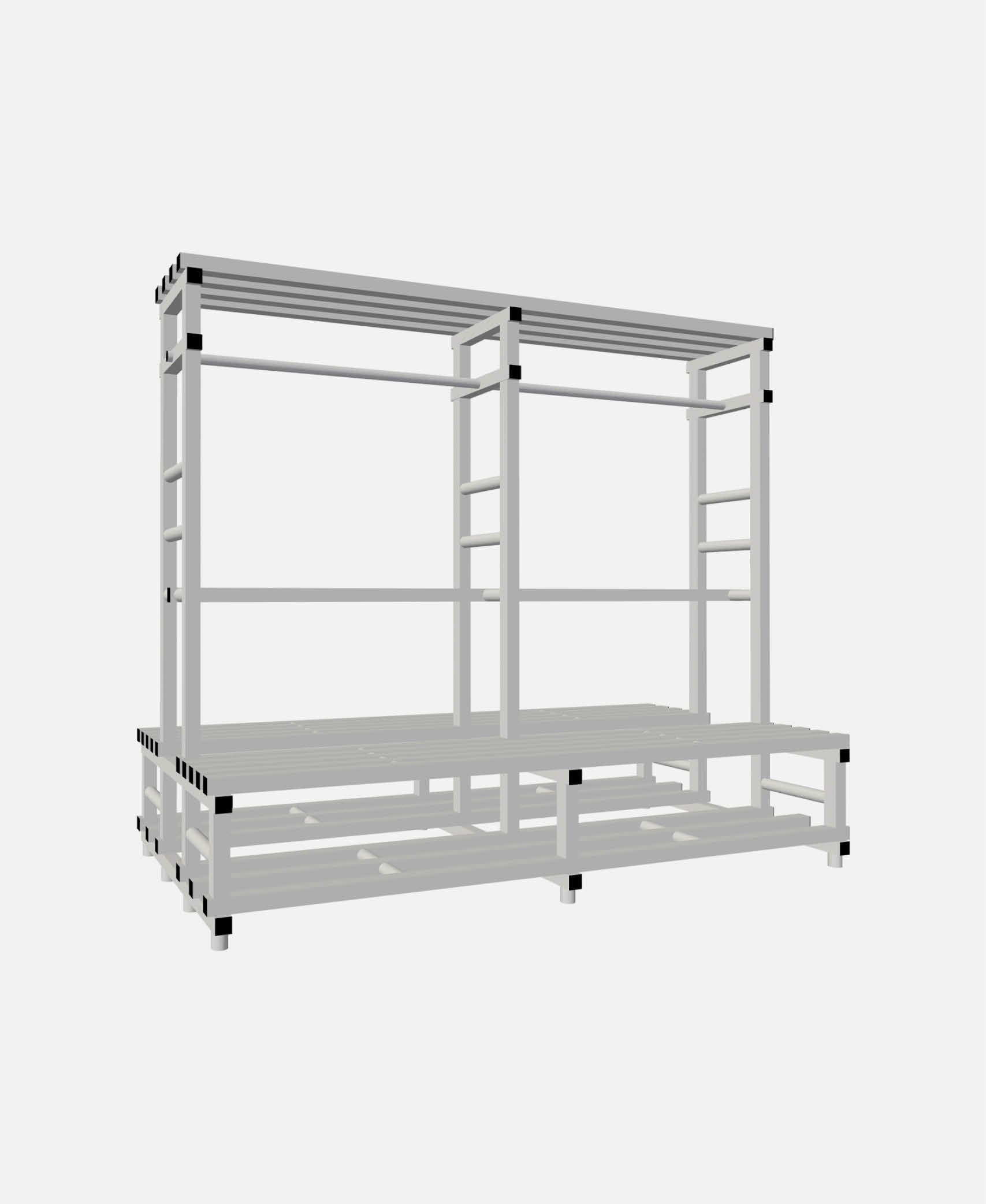 Banco Doble Con Colgador - Gris 200 x 100 h 175 cm