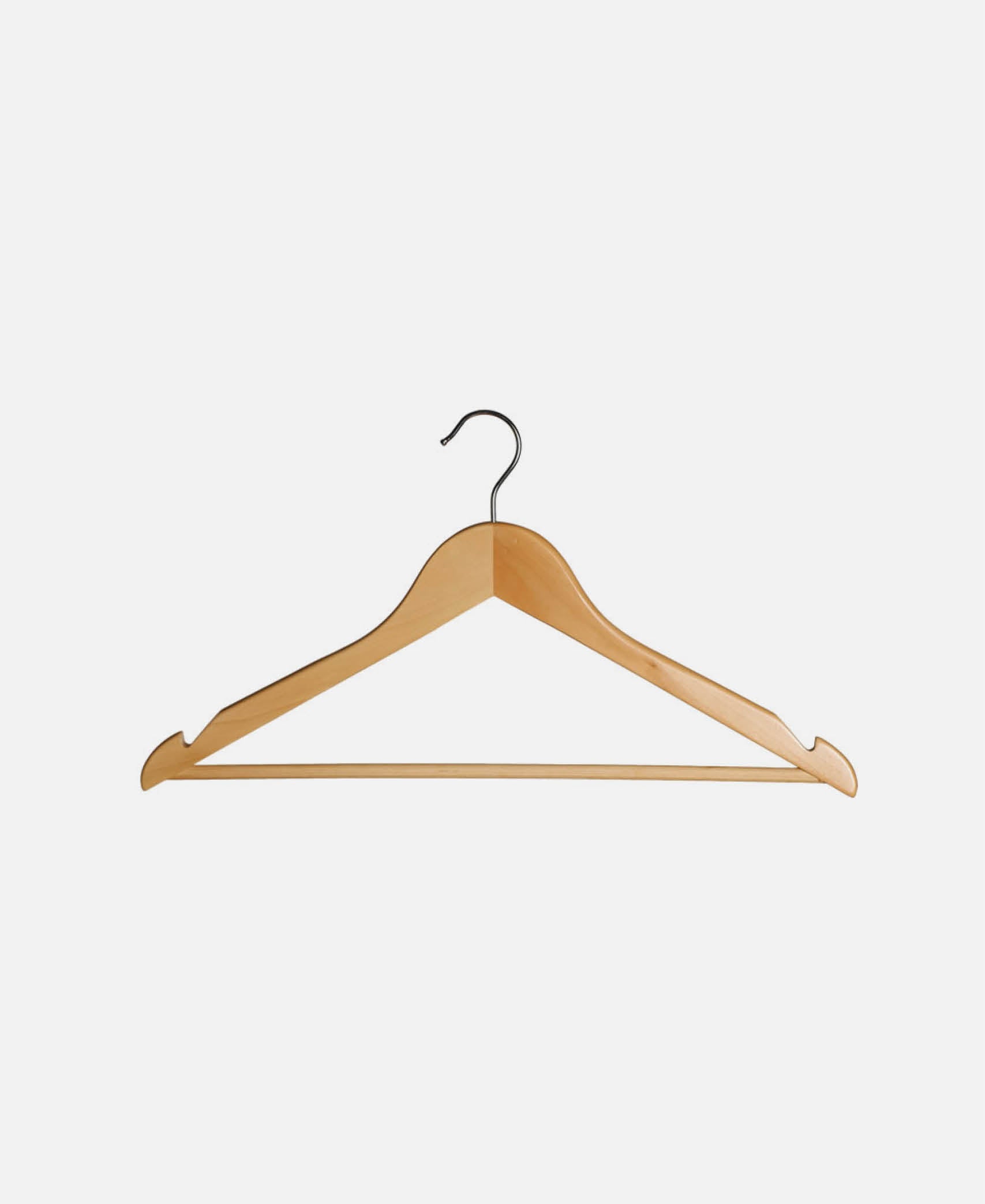 Percha Plana Con Muescas - Natural 45 cm