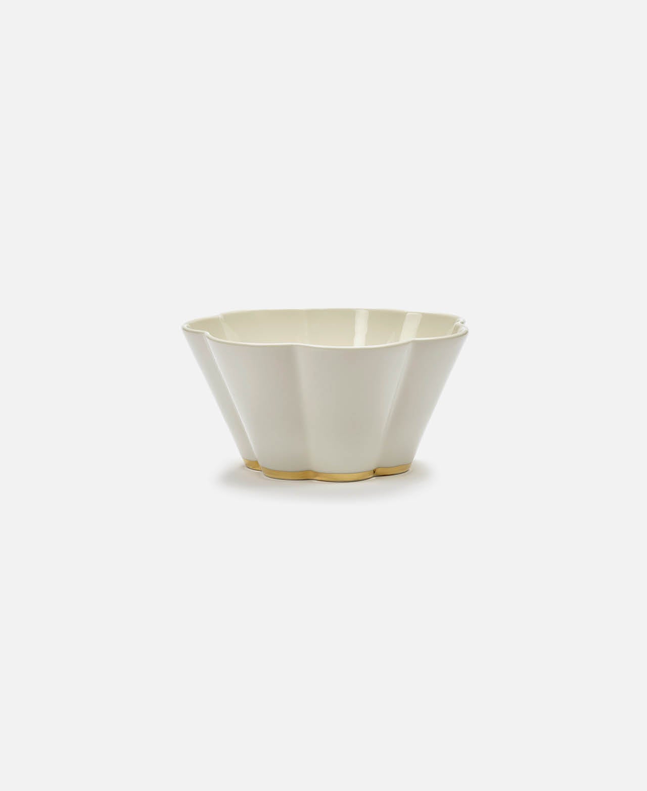 Desiree Ribbed Bowl - White/Gold