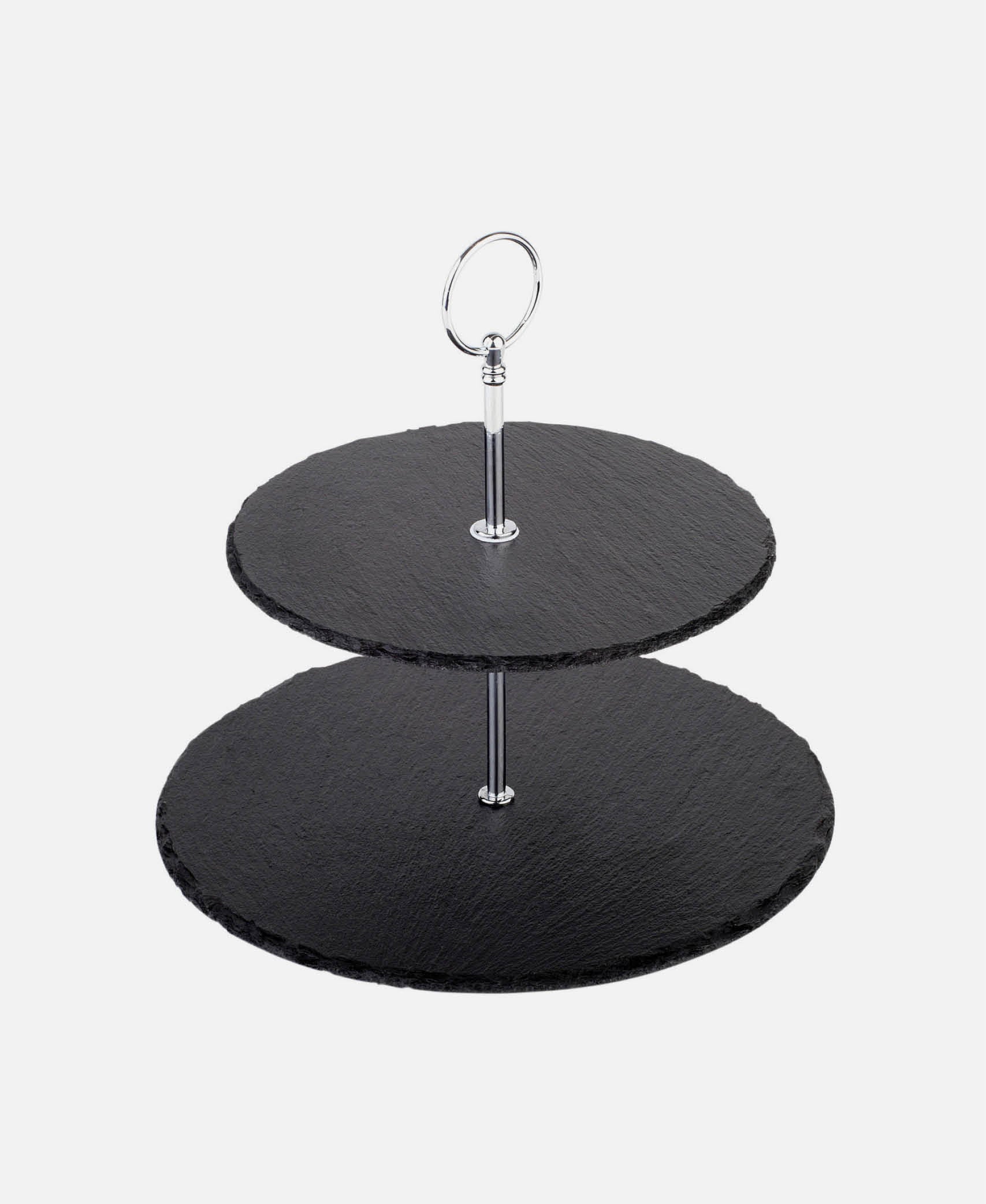 Bandeja 2 Alturas Cromado - Negro Ø 25 / 20 h 24 cm