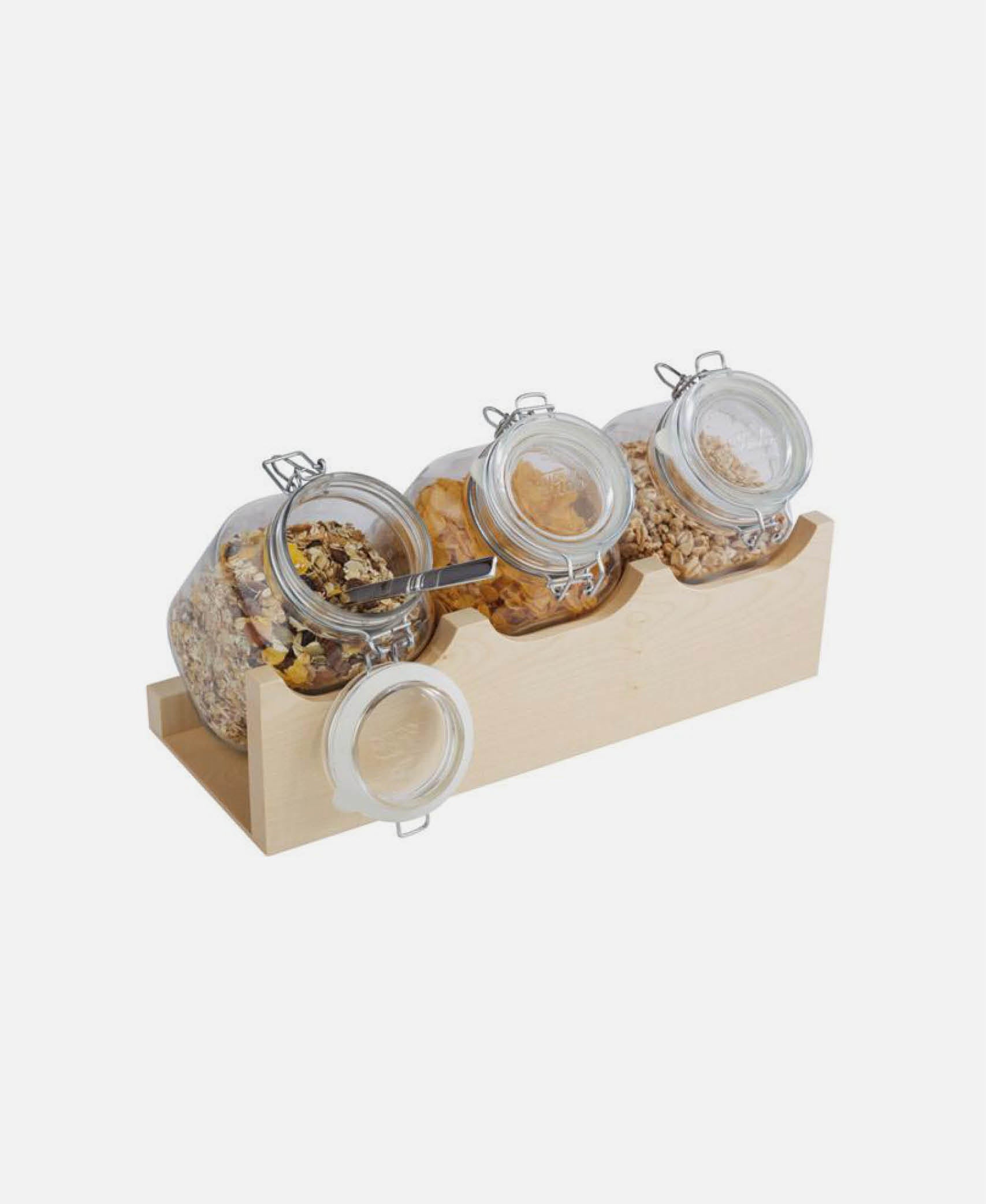 Expositor Bufet Soporte Con 3 Boles - Madera 43 x 17 h 13,5 cm