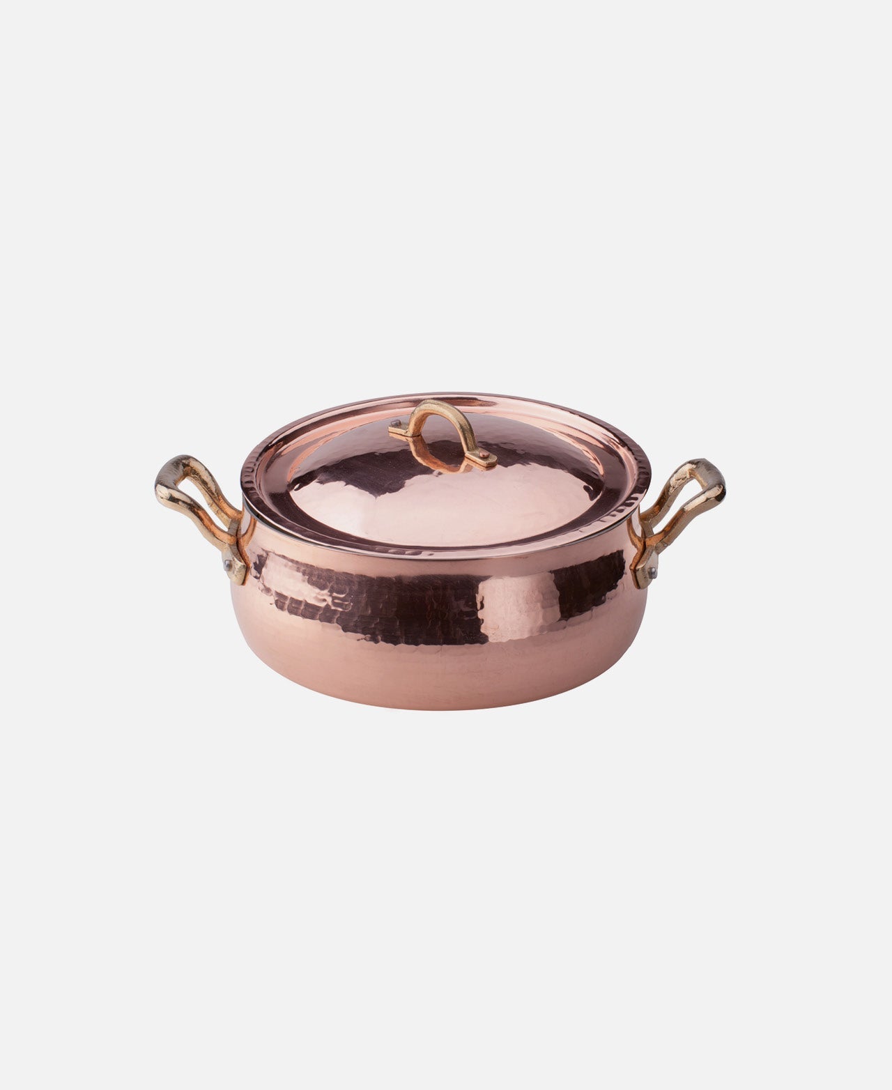 Curved Saucepan 2 Handles with Lid - Copper