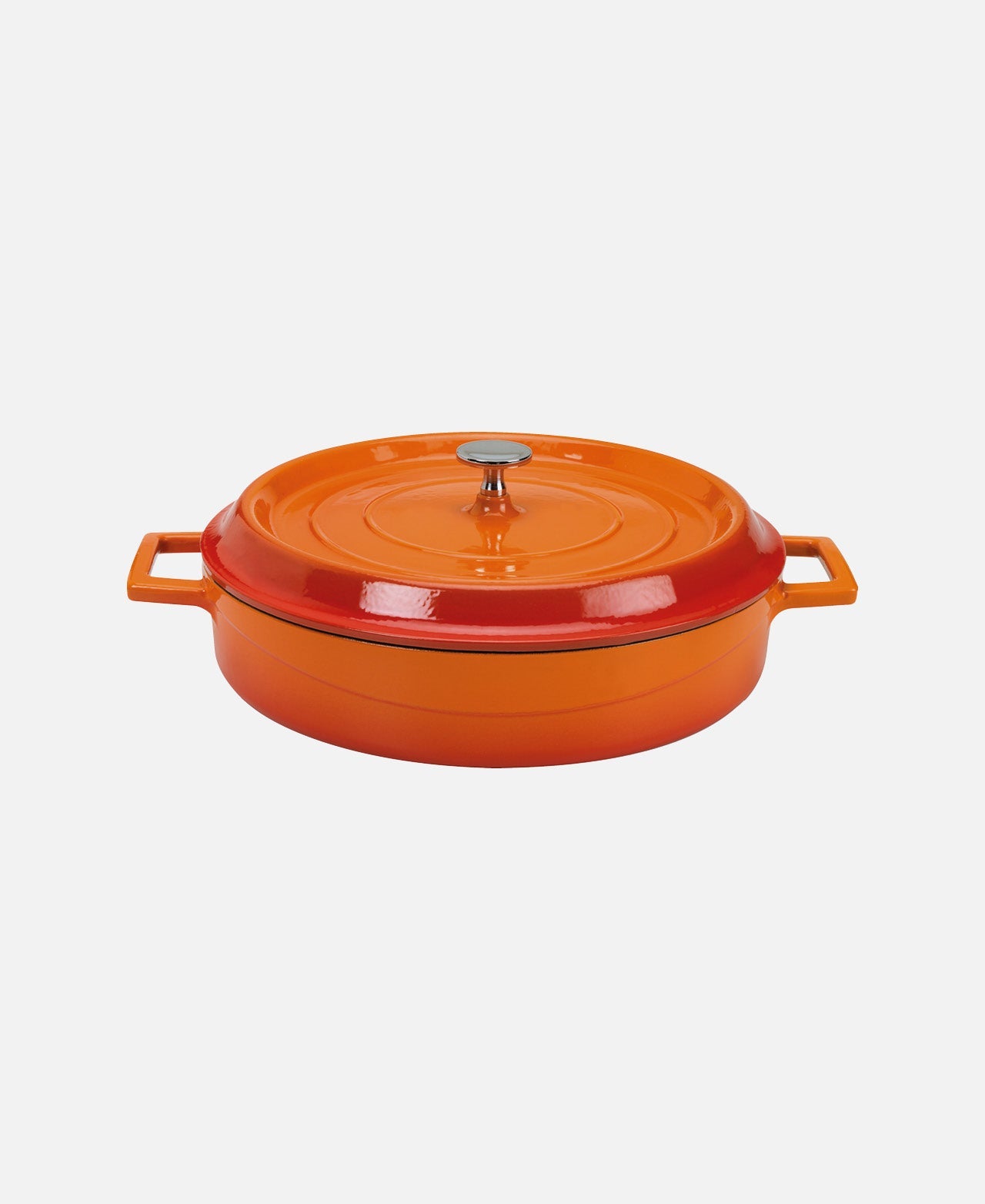 Low Casserole With Handles - Orange