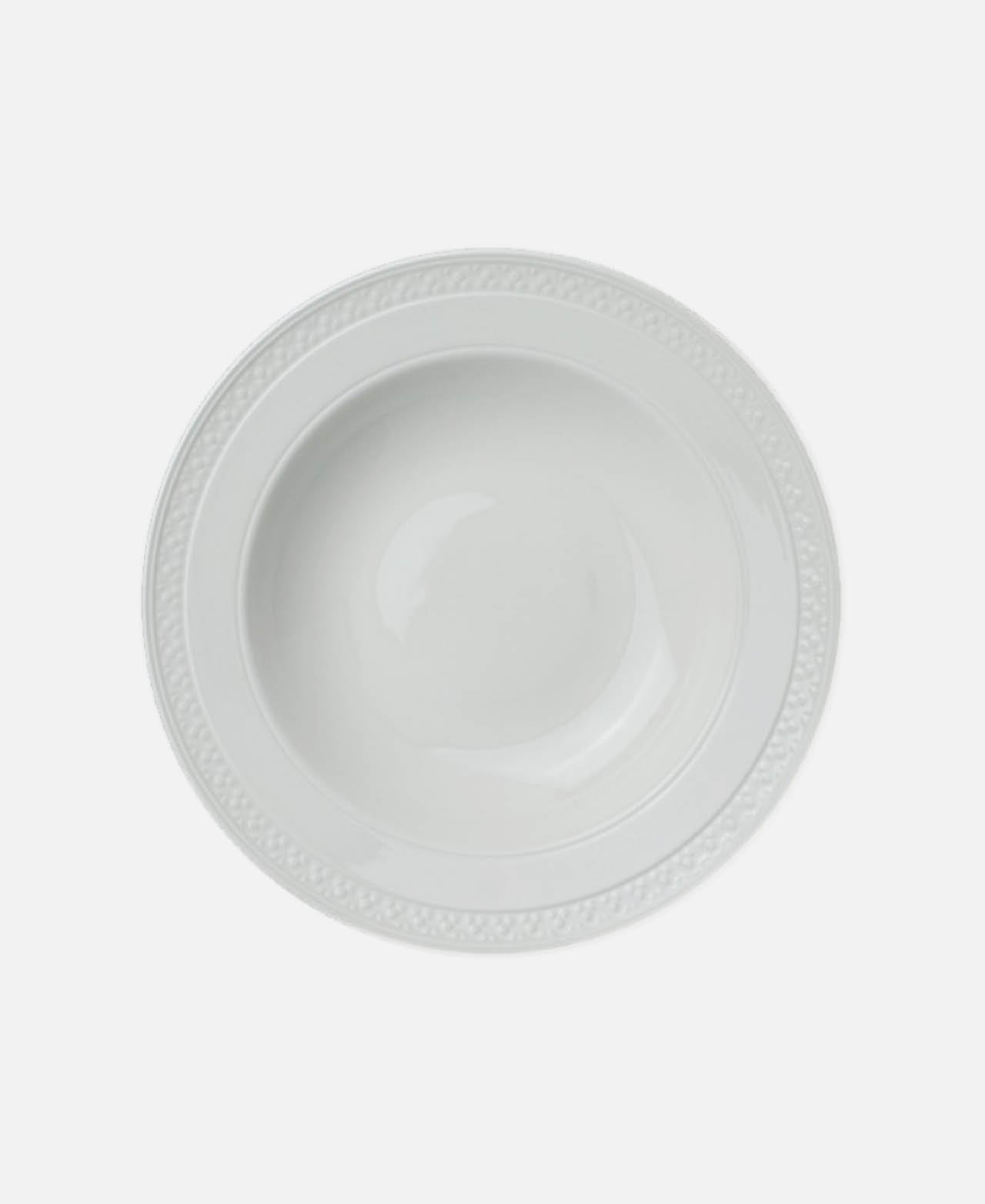 Bead Embossed Pasta Plate - White