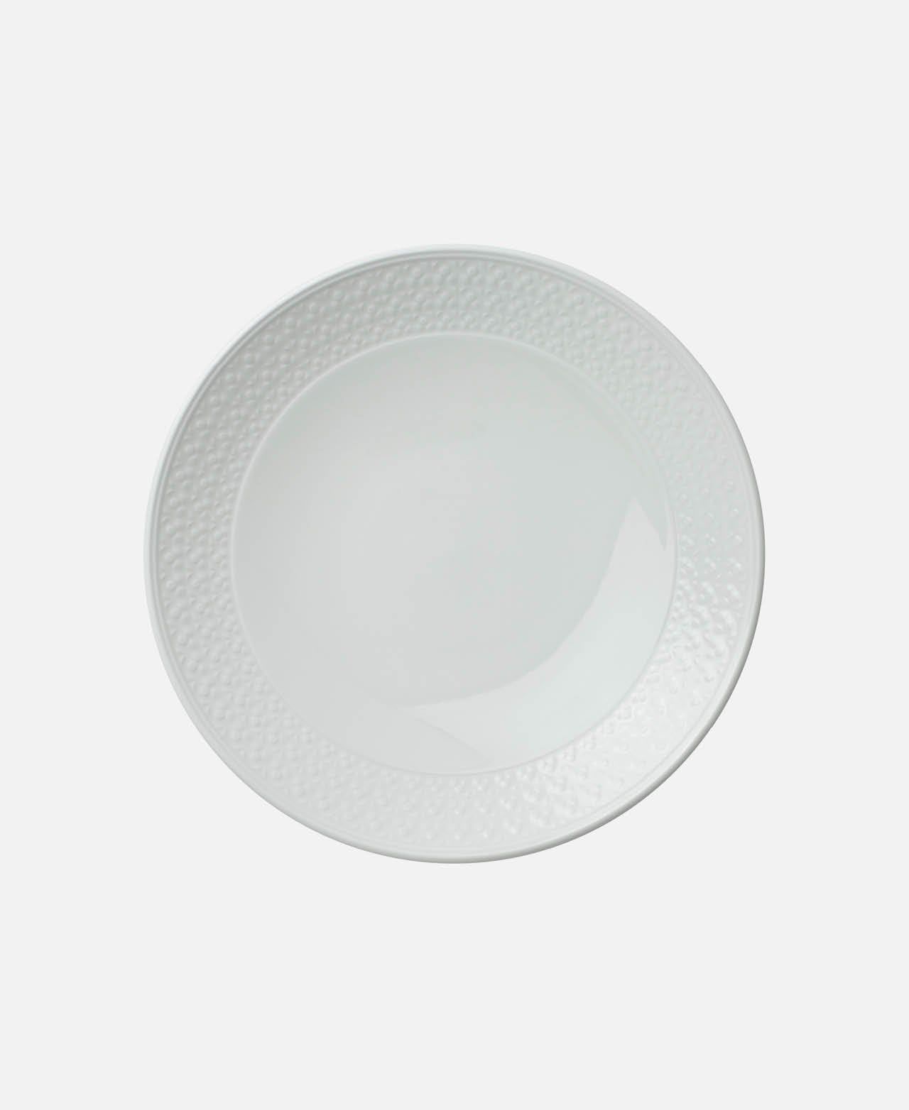 Deep Plate With Embossed Bead - White